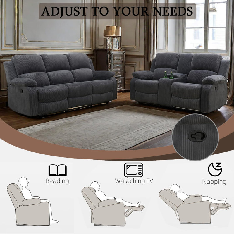 Latitude Run® 2Piece Manual Reclining Living Room Sofa Set Wayfair